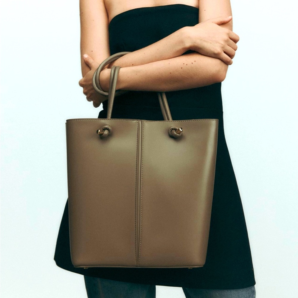 Zara Knotted Handle Tote, NWT